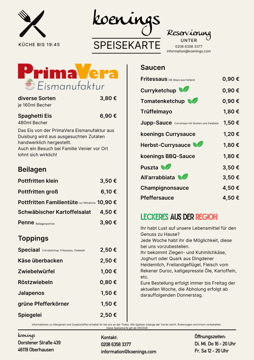 einfach leckere Speisen - Eis, Beilagen, Toppings, Leckeres aus der Region