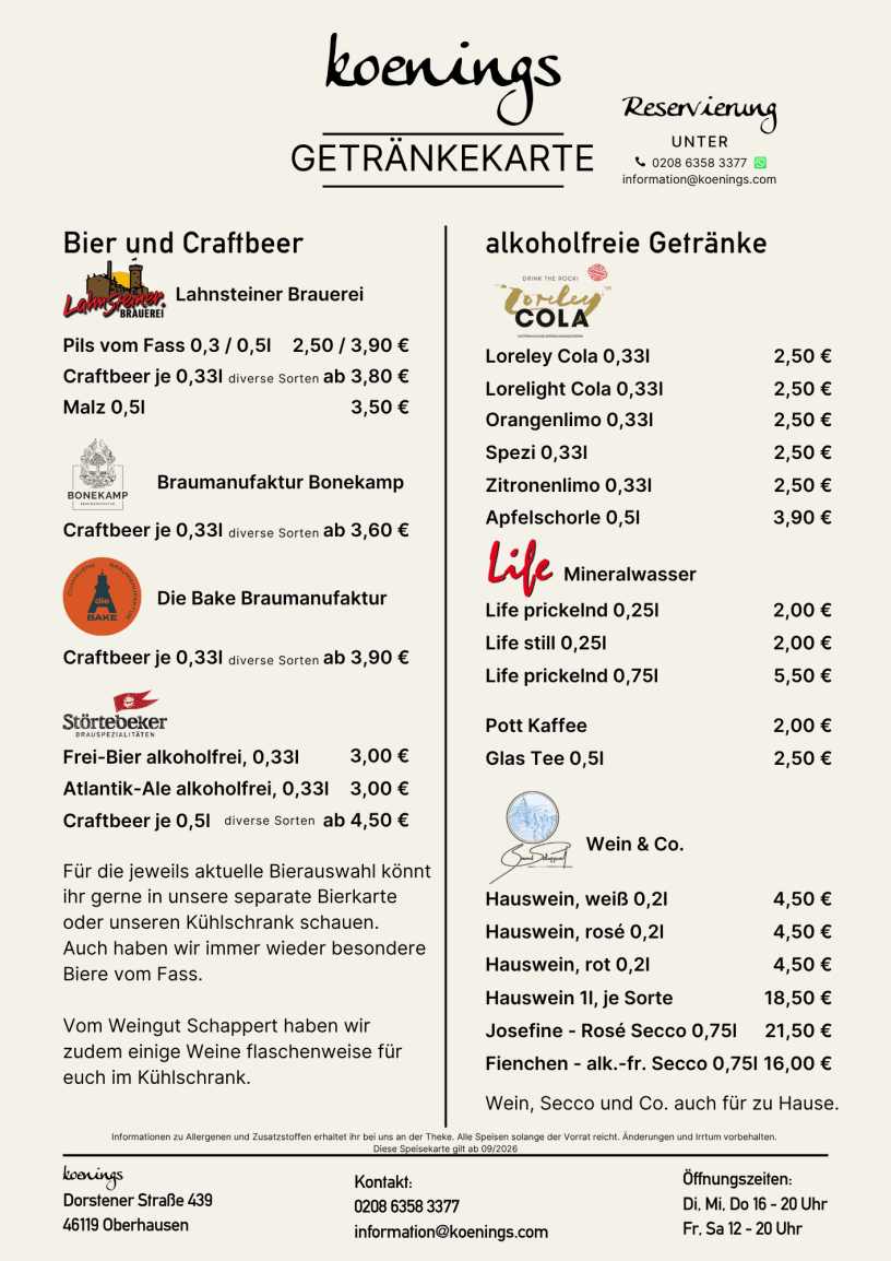 Bier, Limo und Wein