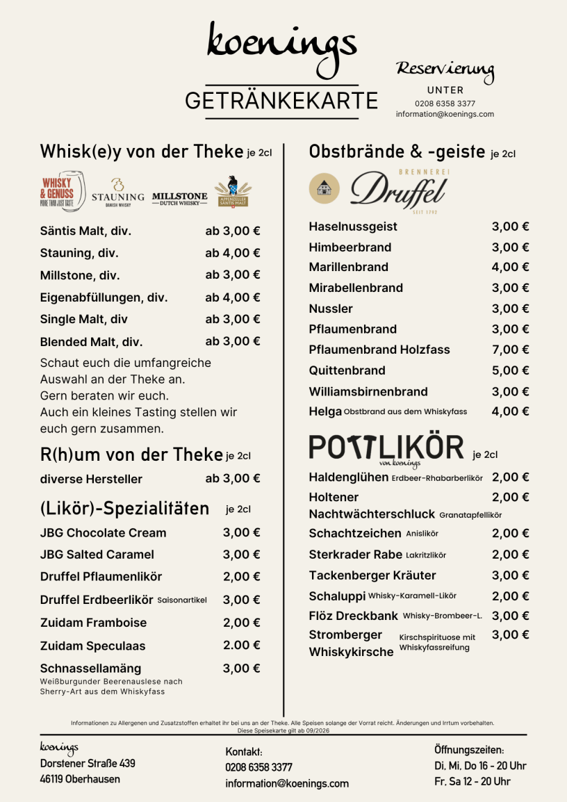 Whisky, Rum, Obstbrände, Likör, Pottlikör